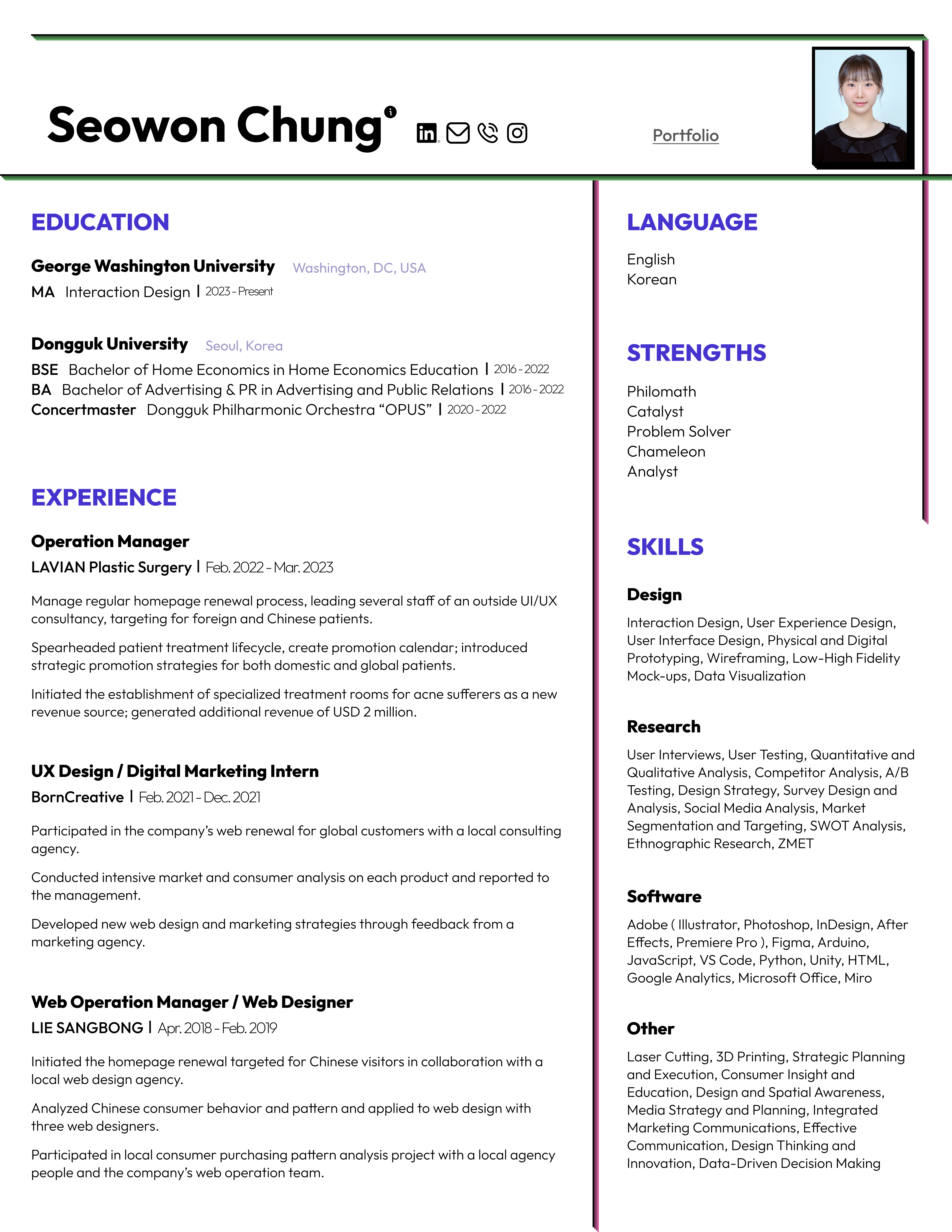 Seowon Chung Resume
